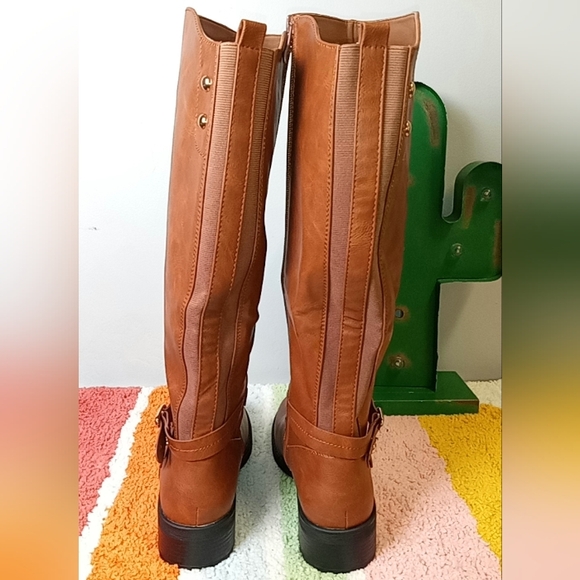 Women's Size 9 Knee High Boots Buckle Riding Boots Light Brown Festival Fashion - Picture 8 of 13